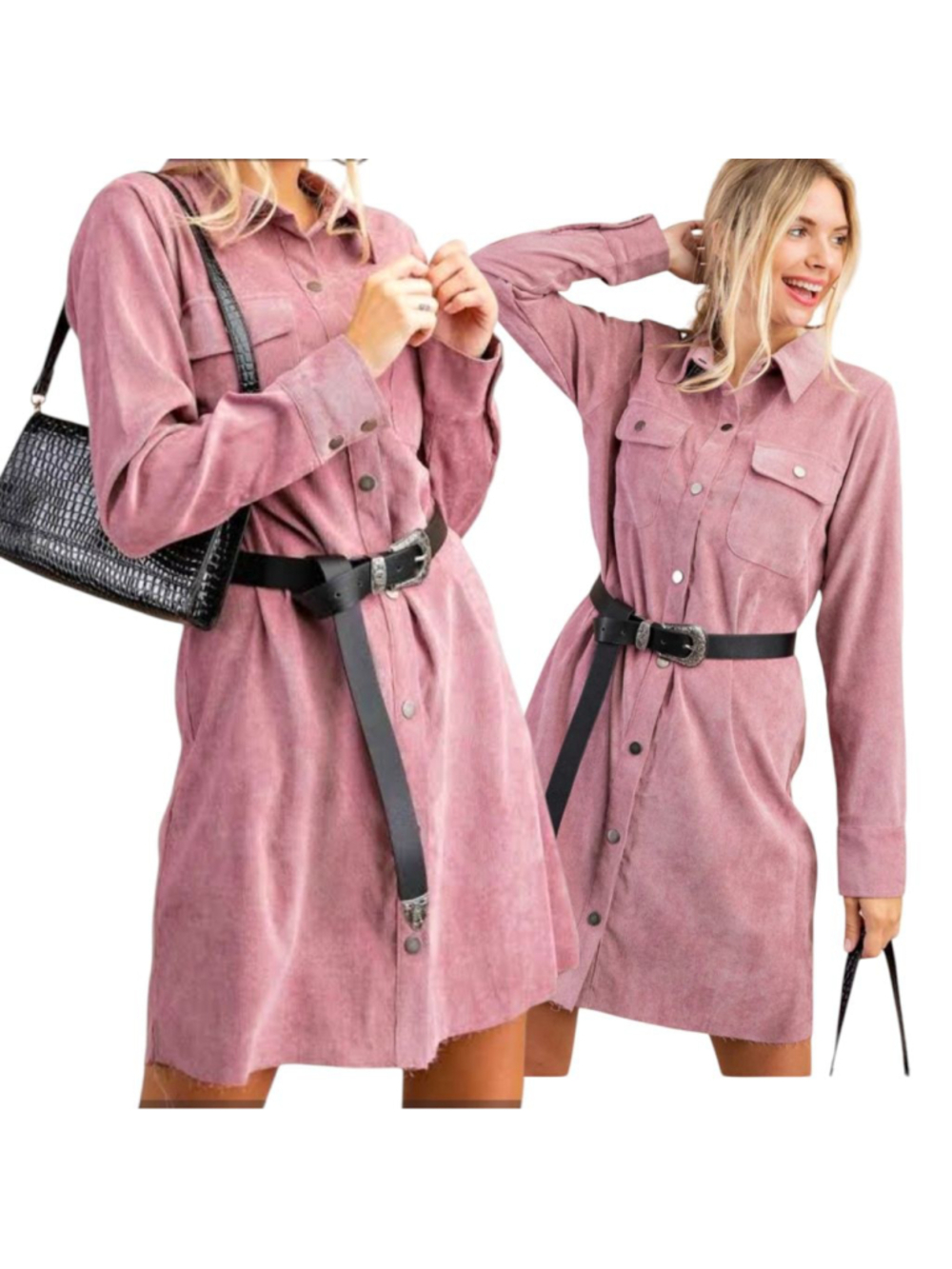 Kori America NWT Corduroy Shirt Dress XL Ash Purple Boho Retro